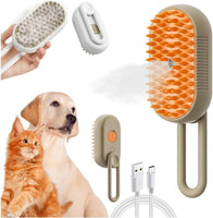 Pettine 3 in 1 per cani e gatti – Spazzola a vapore e acqua con massaggio elettrico per toelettatura