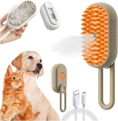 Pettine 3 in 1 per cani e gatti – Spazzola a vapore e acqua con massaggio elettrico per toelettatura