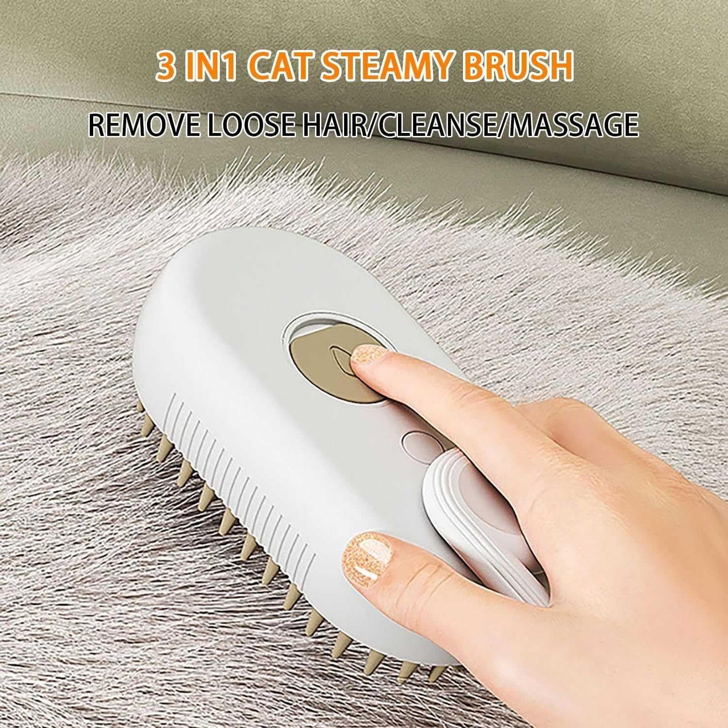 Pettine 3 in 1 per cani e gatti – Spazzola a vapore e acqua con massaggio elettrico per toelettatura